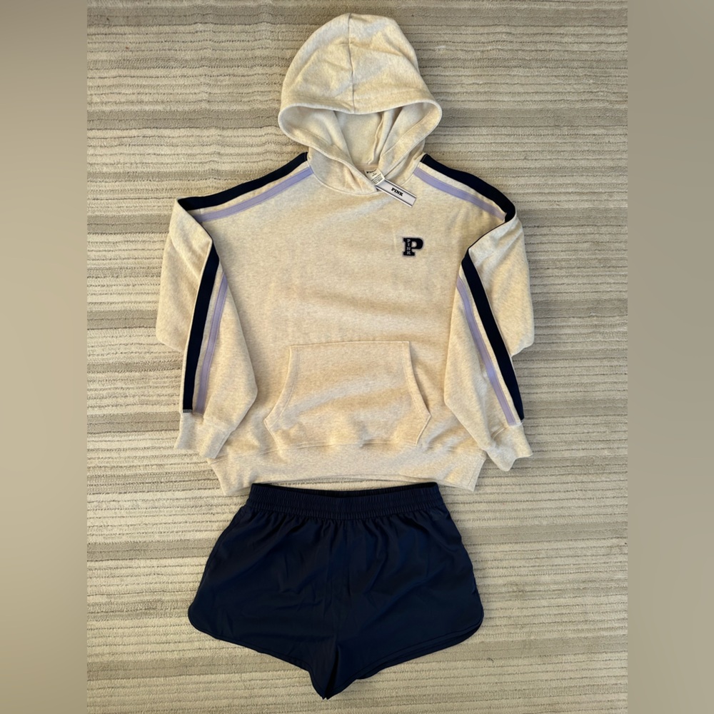 Victoria's Secret Pink Cream Hoodie/ Shorts set